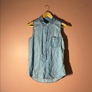 Jean like cut off button up tank